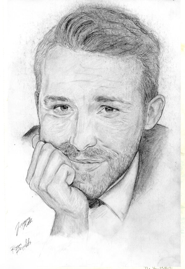 Ryan Reynolds Portrait Drawing done by Jovana Kosta